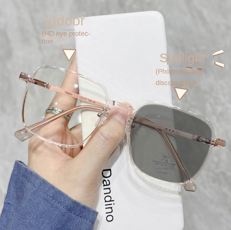Square Photochromic Anti Radiation Glasses Women Men Anti Blue Light UV400 Myopic Unisex Computer ANTI BULUE