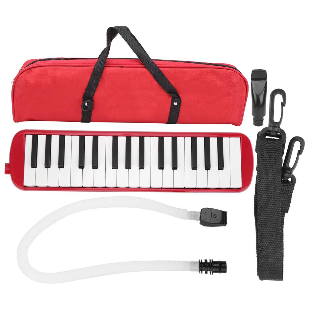 Beginner's 32-Key Melodica, Comfortable for Music Education, Safe and Non-Toxic, Suitable for Elementary and Kindergarten Students (Red)
