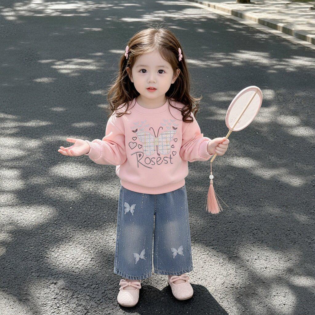 Korean Style Children's Spring/Autumn Long-Sleeve Hoodie Set for Girls - Street Style Casual Wear 2026