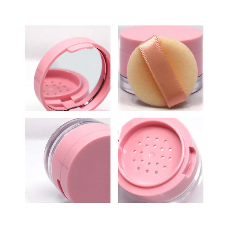 5g Compact Portable Loose Powder & Honey Powder Makeup Case with Powder Puff, Equipped with Mirror, Travel Container