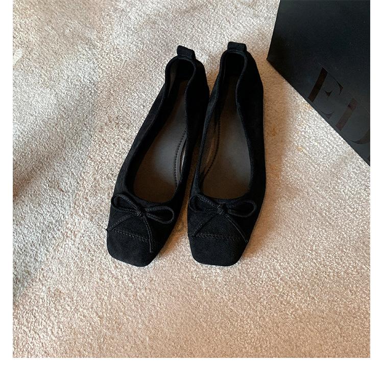 Super soft lambskin leopard print genuine leather Mary Jane single shoes women's French bow ballet style flat shoes soft-soled ladyshoes