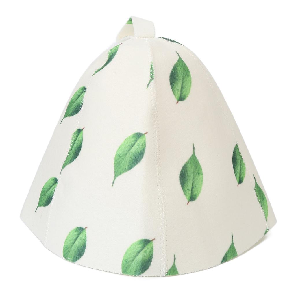 Saunahut Universal Stilvoll Niedlich Grüner Blattdruck Wasseraufnahme Schützender Filz Badehut für