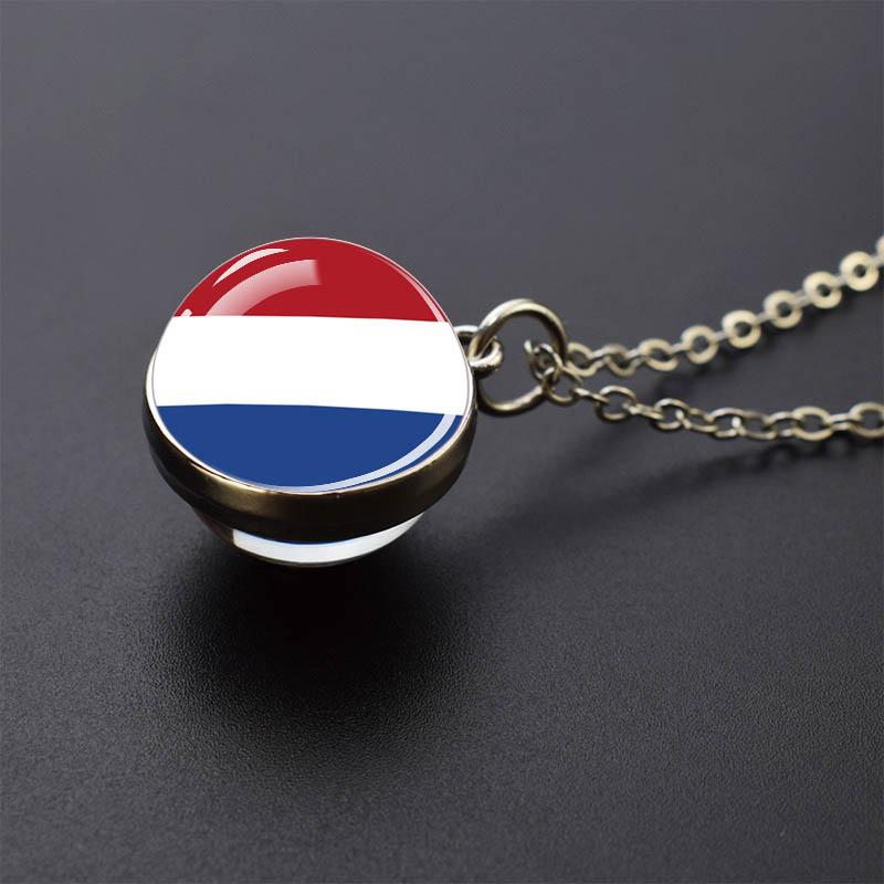 Countries Flag Glass Ball Necklace Russia France Spain UK Italy Poland Ukraine Flag Pendant Necklace Travel Gift