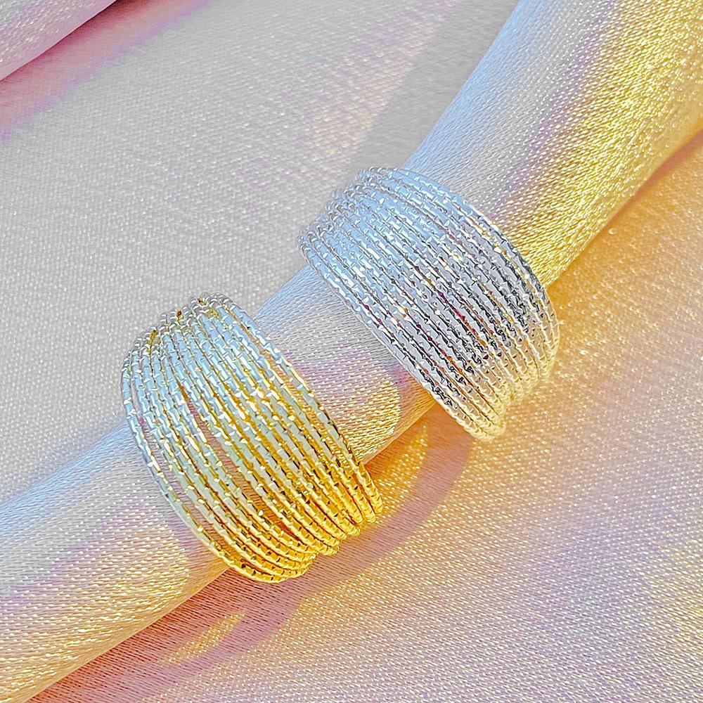 Elegant Multi-Layer Adjustable Open Ring - Versatile Niche Design with Glittering Threads for Women