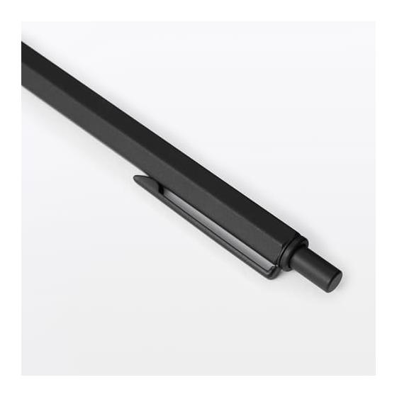 MUJI Aluminum Hexagonal Ballpoint Pen, Black, 0.7mm Needle Tip, 23079945