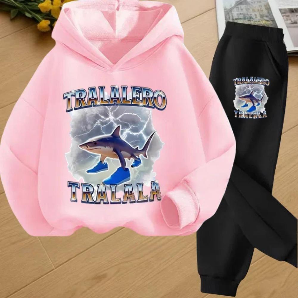 Autumn Italian Brainrot Print Kids Hoodie+Pants Suit Boys 2pcs Set Fashion Casual Girls Tracksuit Children Long Sleeve Outfits