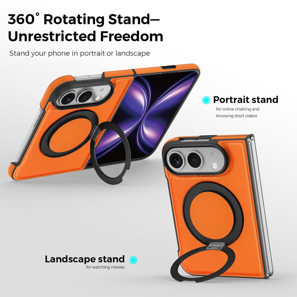 Case For Iphone Duo Business Leather Texture Rotating Bracket Case Magnetic Wireless Charging Charging Phone Cover
