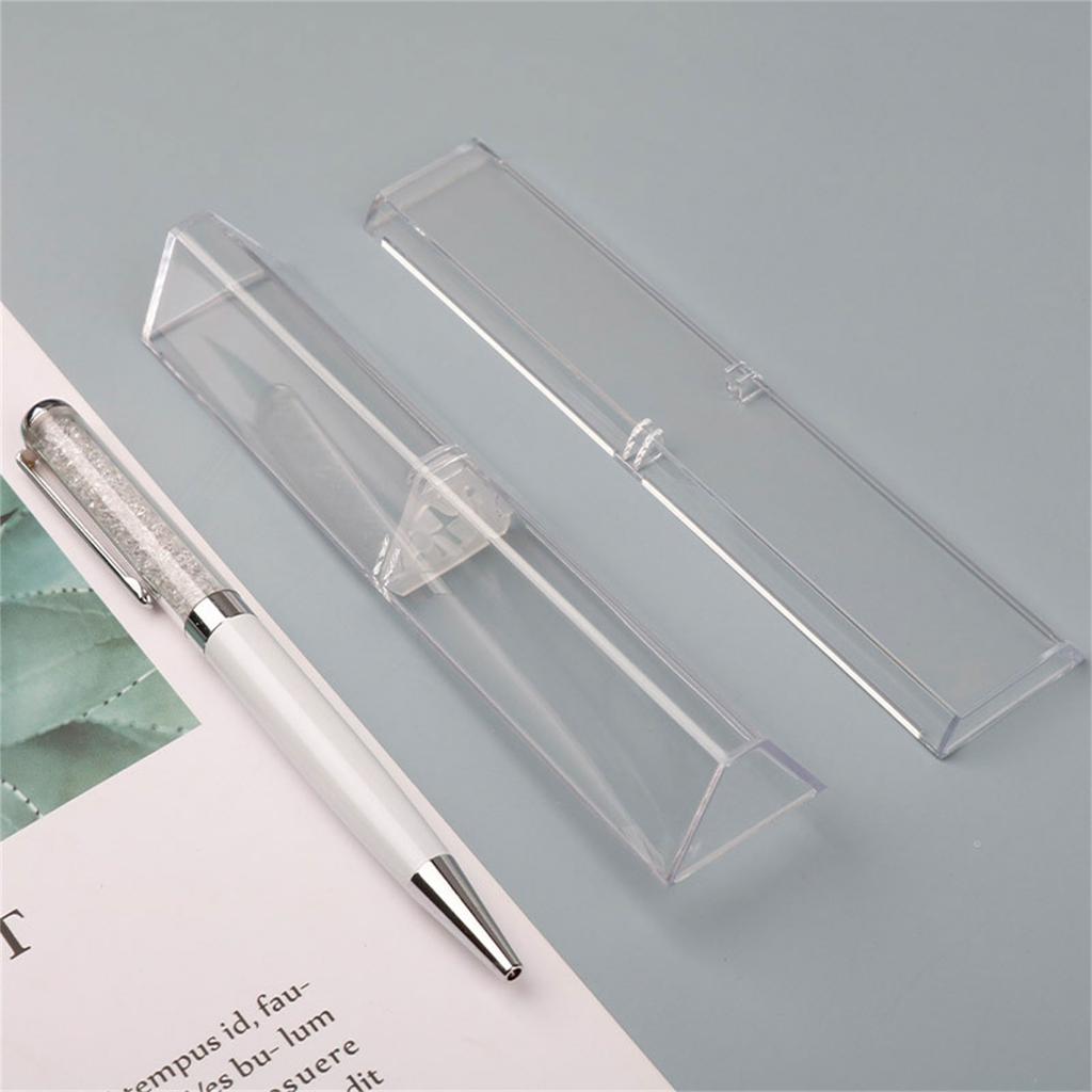 10 Pieces Clear Pen Boxes Triangular Single Pen Case Pen Storage Container Gift