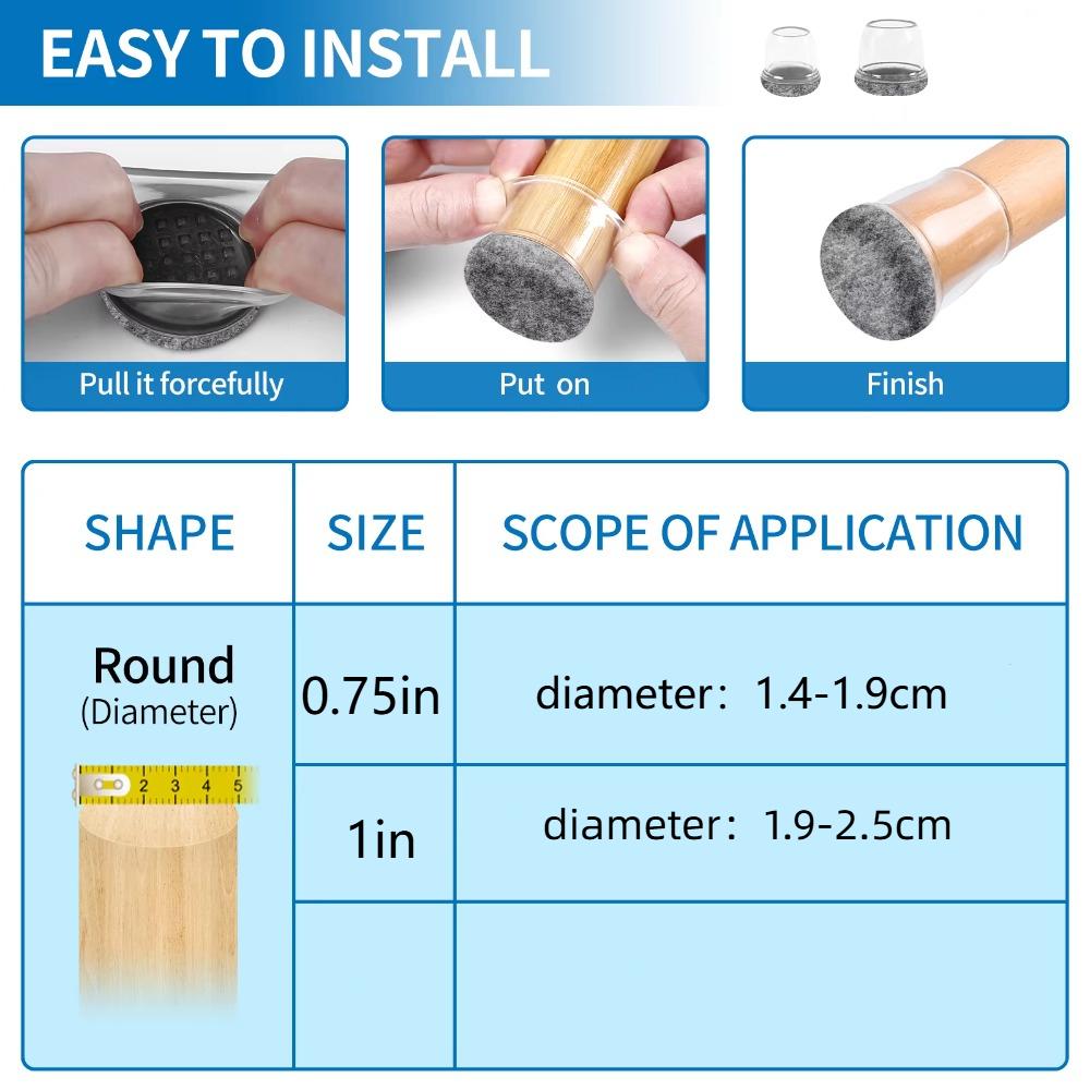 8pcs Felt Bottom Furniture Floor Feet Cup Thick Chair Leg Caps Decor Furniture Table Leg Pad  Home