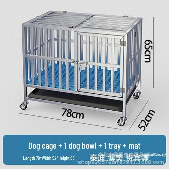 Large Stainless Steel Folding Dog Cage for Samoyed, Labrador, and Medium Dogs