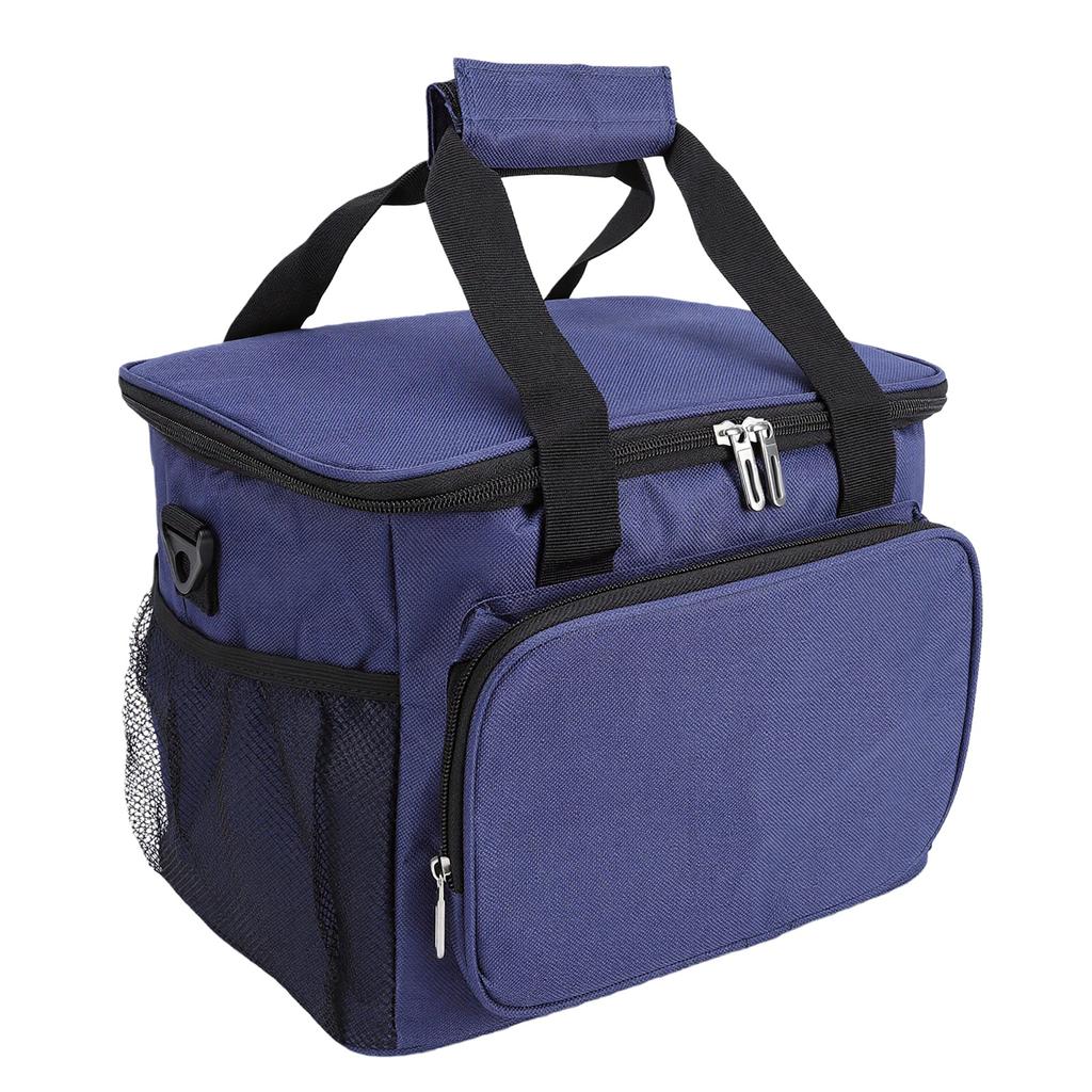Insulated Lunch Bag Oxford Cloth Large Capacity Portable Cooler Bag with Detachable Shoulder Strap for Outdoor Camping