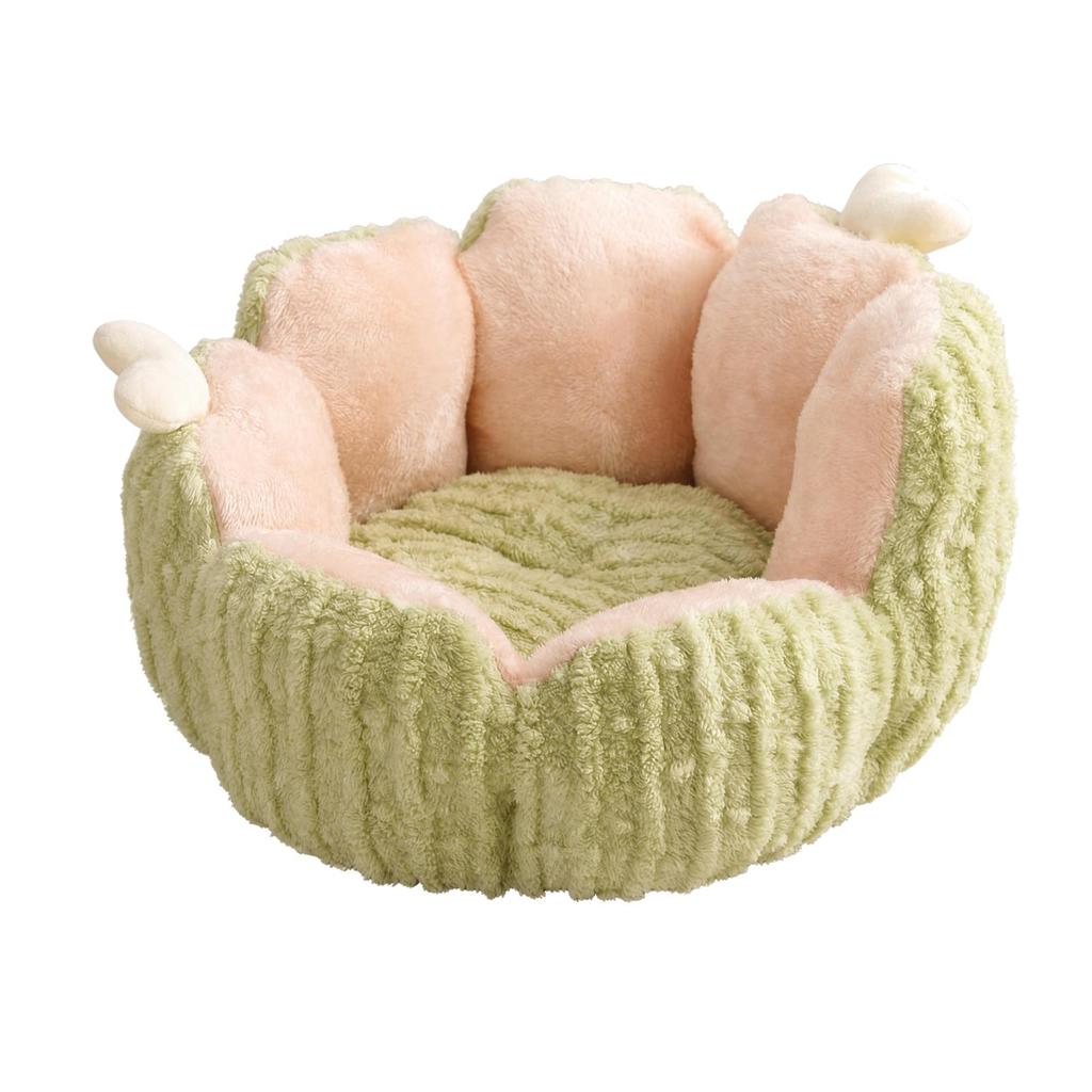 Pet Bed with Raised Petal Sides Cozy Petal-Shaped Round Snug for Cats