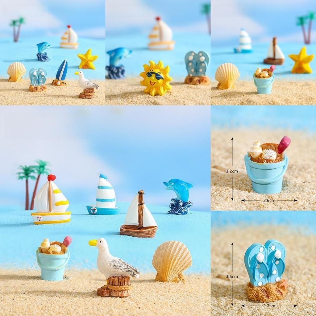 Charmantes Harz Surfbrett Segelboot Möwe Muschel Stranddeko Miniaturen Modern