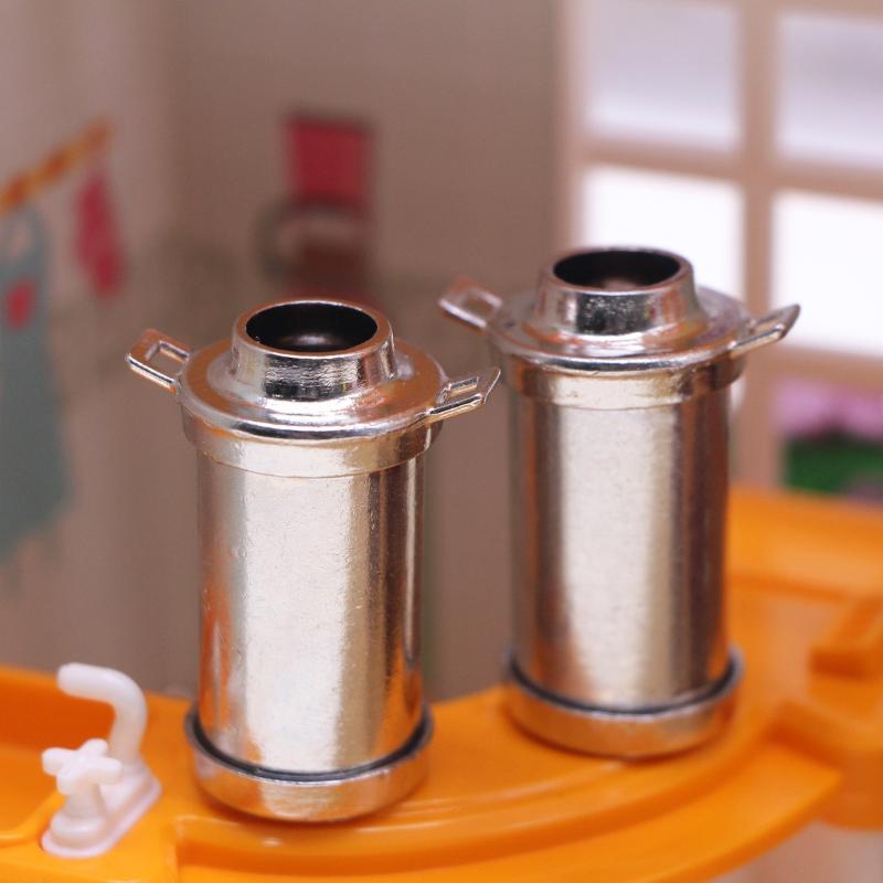 1Pcs Miniature Home Scene Props 1:12 Dollhouse Mini Retro Alloy Milk Pot Model Kitchen Milk Can Bucket Diy Accessories