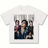 2026 Hyunjin Wanderin Pattern T-Shirt - Black Concert-Themed Shirt Featuring Striking HYUN JIN Lettering and Member Images Short Sleeve Crew Neck Top