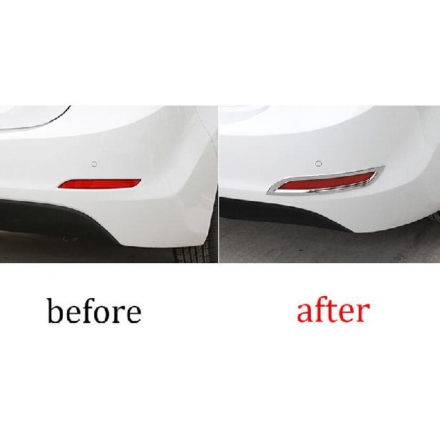 For Hyundai Elantra 2014-2016 Glossy Chrome Rear Fog Light Lamp Frame Trim 2PCS