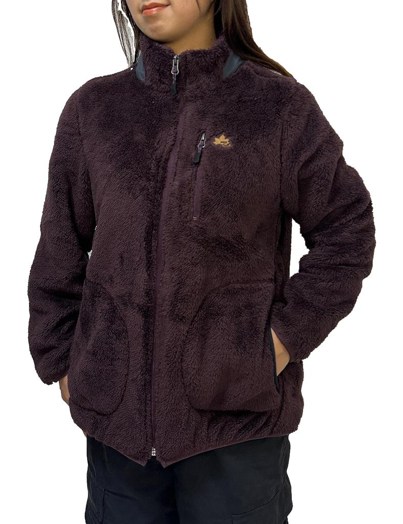 Logo Spark Women's Lined Shaggy Boa Jacket, Sizes M, L, and LL (L, 07 Wine)