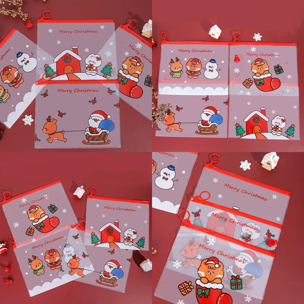 Festive Waterproof Pencil Pouch With Lovely Christmas Patterns For Student Supplies