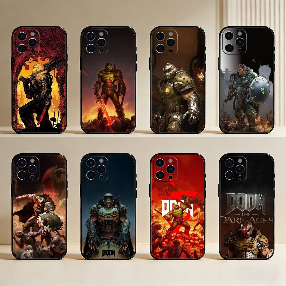 Game D-DOOM Printed Phone Case For iPhone17,16,15,14,13,12 Plus,Max Soft Silicone Black Cover