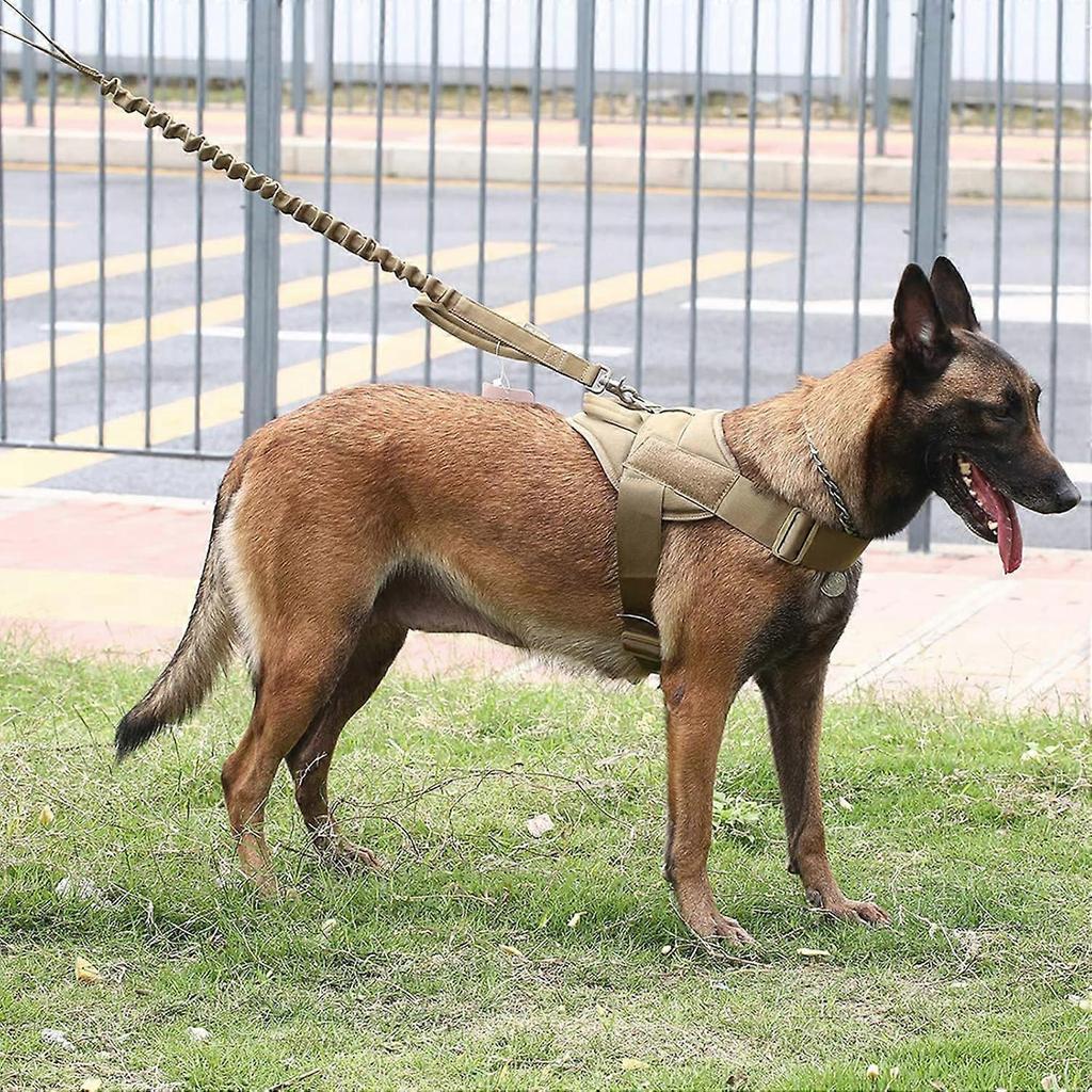 Taktisches Hundegeschirr für große Hunde, Verstellbare Weste mit Griff, Robuster Metallhaken, Halsumfang 45-55 cm, Gelb