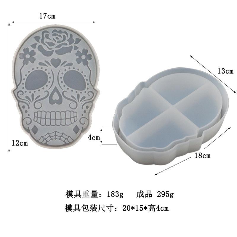 

with Cover Skull Box Silicone Molds DIY Cement Gypsum Skull Head Storage Jar Pottery Mould Making Jewelry Box Home Decoration