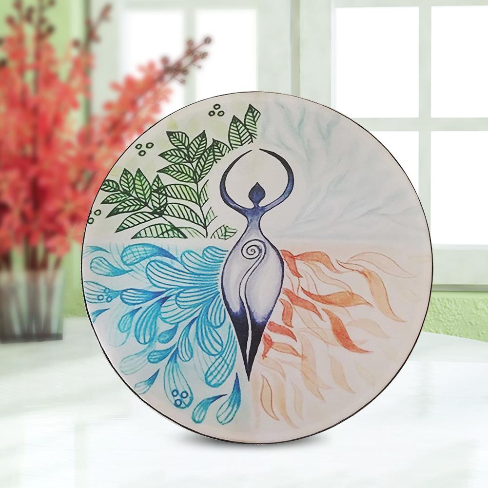 Alchemical Moon Drum Desktop Ornament Fashion Shaman Drum Tree of Life Sound Healing Tool for Family Friends Best Gifts