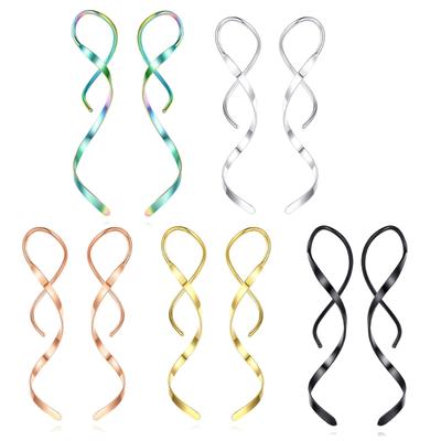 Punk Stainless Steel Twist Dangle Earrings Ear Hook Spiral Earrings Ear Expander Piercing Ear Jewelry for Men Women