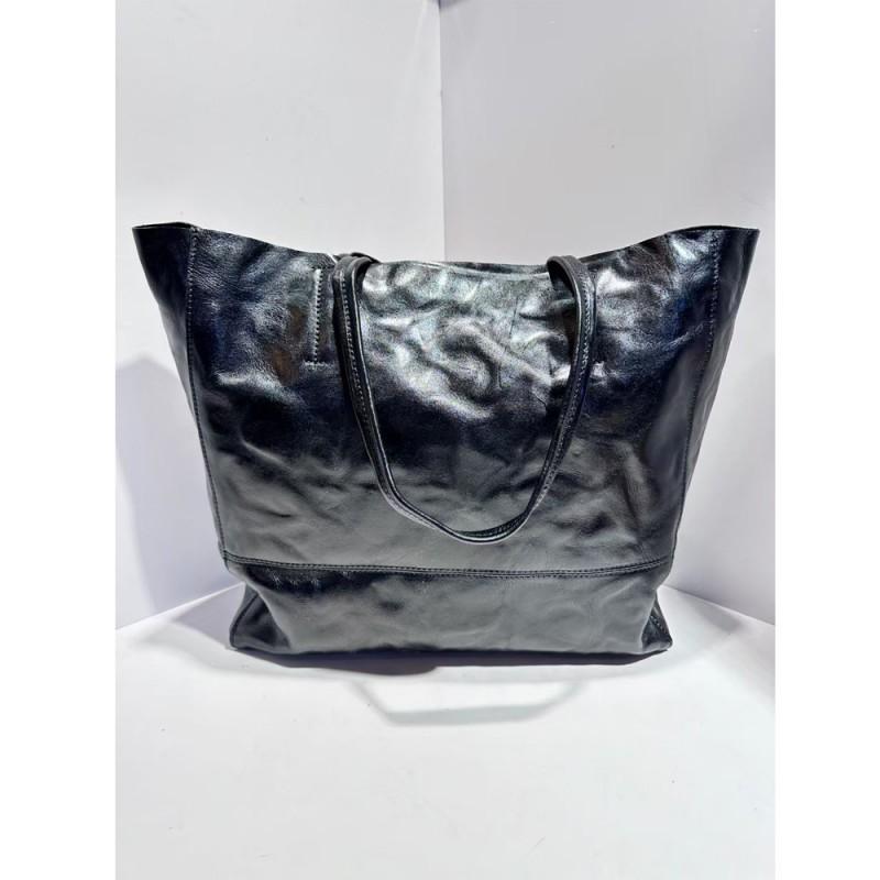 

Retro Leather Large Bag Women s Tote First Layer Vegetable Tanned Cowhide Capacity Shoulder 75031 чёрный