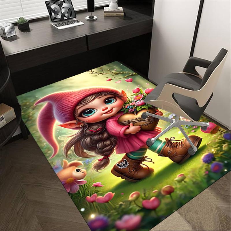 1PC Elf Flowers Extra Large Non Slip Floor Carpet, Office, Family, Studio   Large Area Rug Indoor Rugs, Bold Statement Piece