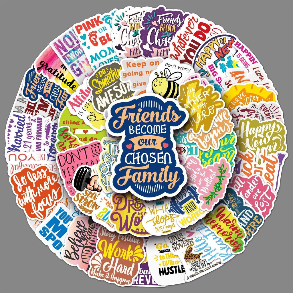 50 Inspirational English Mottos Doodle Personalized Suitcase Laptop Car Refrigerator Decoration Stickers