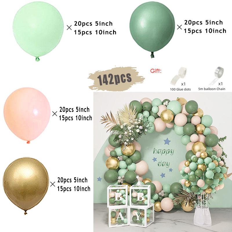 Sage Green Brown Wildlife Themed Balloon Garland Arch Kit Deer Print for Jungle Safari Kid Birthday Baby Shower Party Decoration