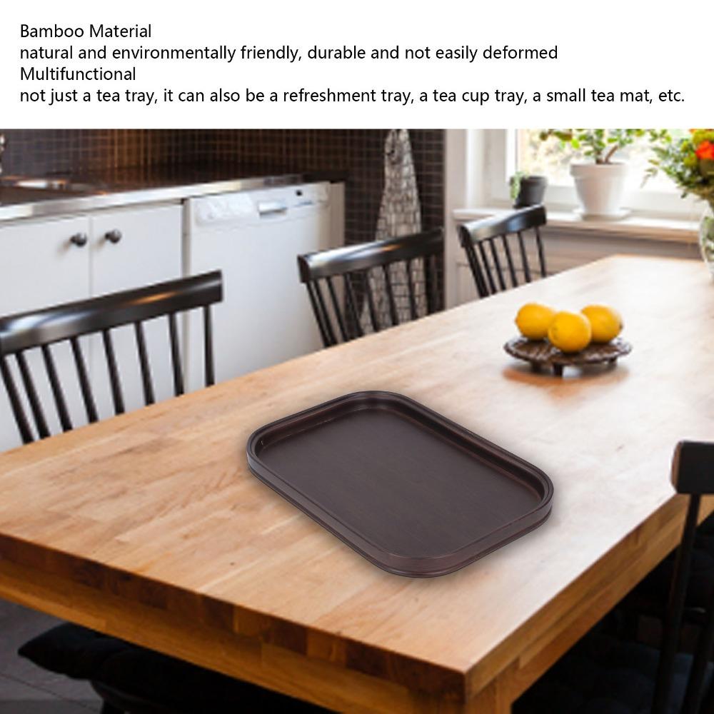 Walnut Finish Tea Tray 13.4 X 9.1 X 1in Fruit Tray Elegant Bamboo Decorative Tray For Home