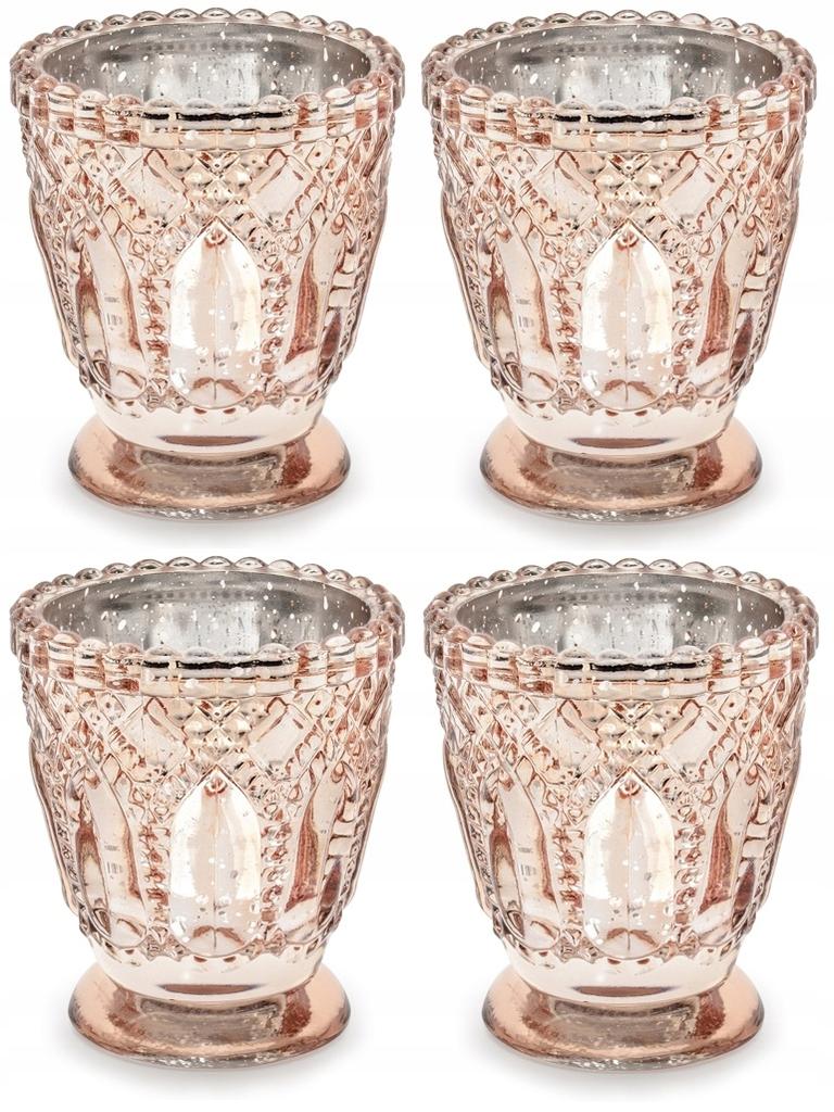 Candlestick, Rose Gold, 8Cm, 4Pcs