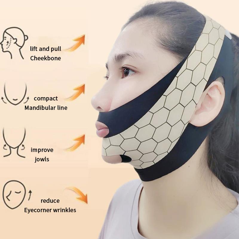 Nyt Design Hage løft Maske V Linje Dobbelt Lag Formning Ansigtsmasker Slankende Rem Modellering Sovemaske Ansigtsløftende Bælte