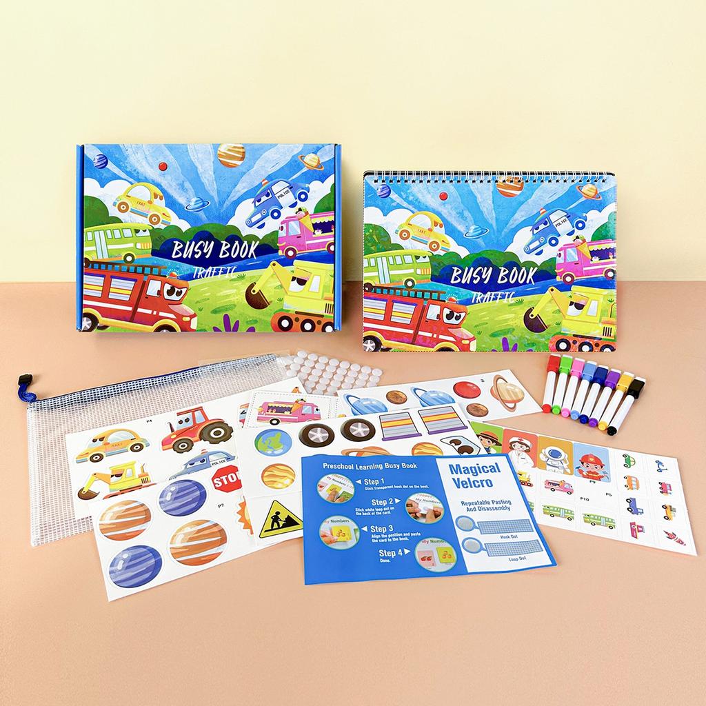 Cărți ocupate pentru copii mici - Cărți cu activități de învățare preșcolară, cea mai recentă temă de trafic Cărți ocupate și liniștite, cadouri de jucărie de călătorie senzorială pentru educație timpurie 1ML