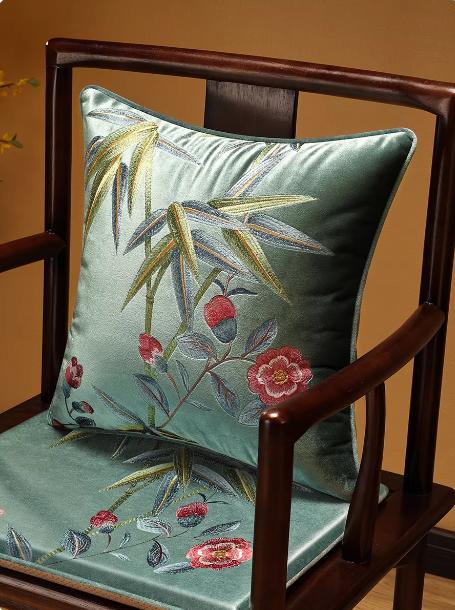 Luxury Peony Floral Embroidery Home Chair Decorative Pillow Cover Lumbar Support For Sofa Velvet Cushion Cover 45x45cm
