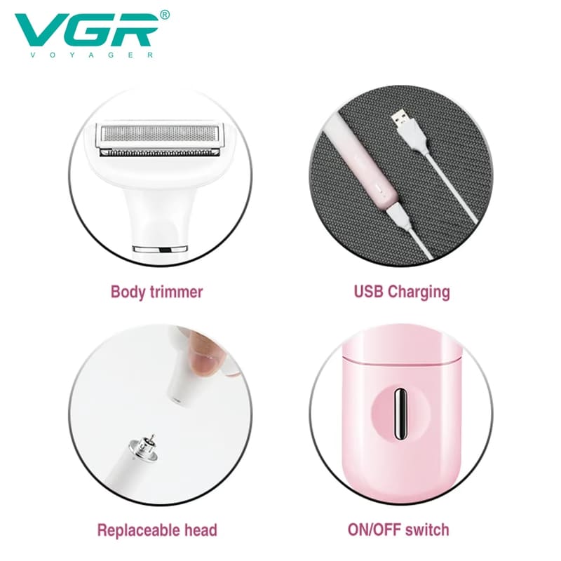 New Women's High Quality Multifunctional Three-in-One Nasal Hair Appliance Eyebrow Razor IPX5 Level Washable Razor Kit Long Battery Life