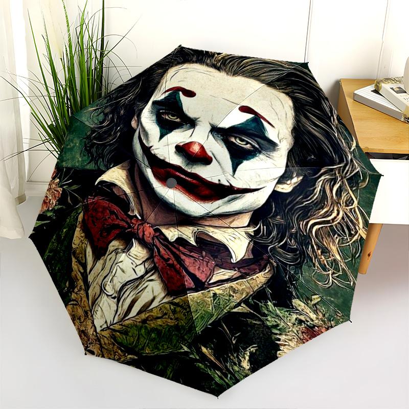 Joker'S Wild Card Trick Folding Umbrella Umbrella Suitable For All Seasons Printing Umbrella Travel