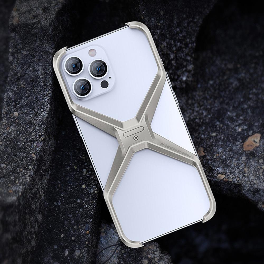 Für iPhone 16 Pro Bumper Case Ohne Rahmen Aluminiumlegierung X-Form Handyhülle