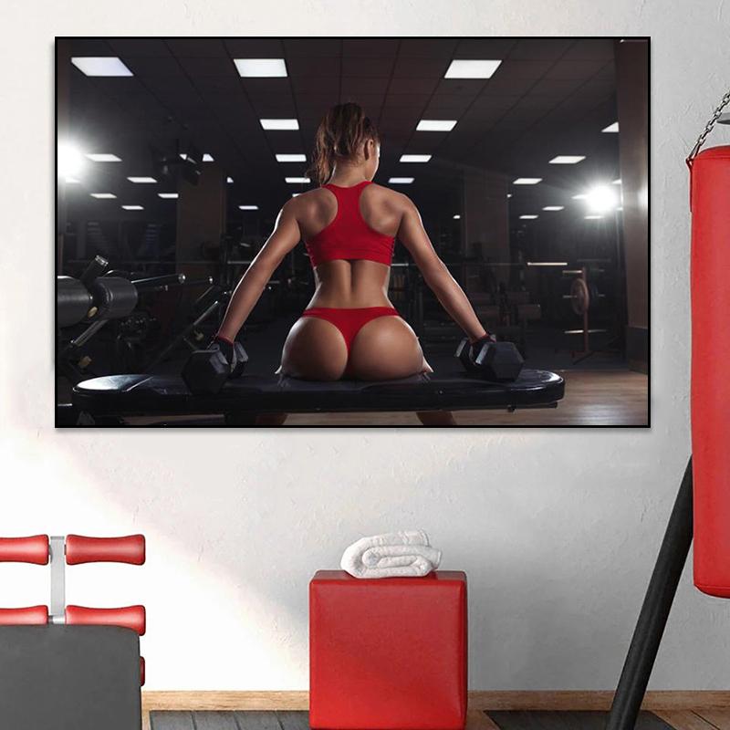Sexy Bodybuilding Girl Muscle Fitness Poster and Prints Sports Canvas Painting Wall Art Picture for Gym Living Room Home Decor