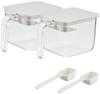 Seasoning Pot with Spoon Seasoning Container Salt and Sugar Shakers Good Lock Container R305W (One-Touch Opening), (with Moisture-Proof Gasket),