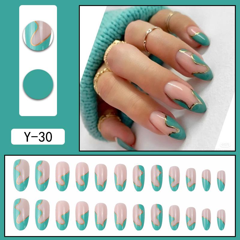 Y1 Fake Nail Sticker Wearing Nail Finished Nail Piece Removable Blush Nail Girl Cat Eye Gradual Change Nail Patch
