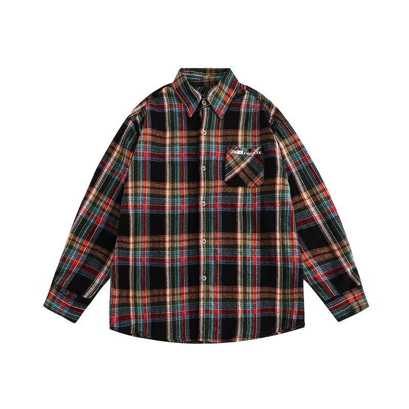 2024 Letter Long Sleeve Shirt Japanese Hong Kong Style Ins Loose Shirt Boys Summer Trendy Versatile Casual Coat