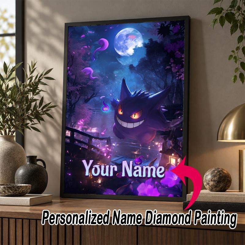 Personalized Gengar Diamond Art Custom Name 5D Diamond Painting Full Drill DIY Craft
