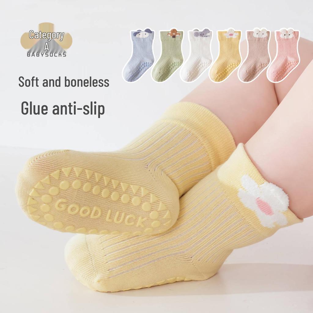 Newborn Mid-Calf Cartoon Socks - Non-Binding, Non-Slip, Boneless Cotton for Spring & Autumn