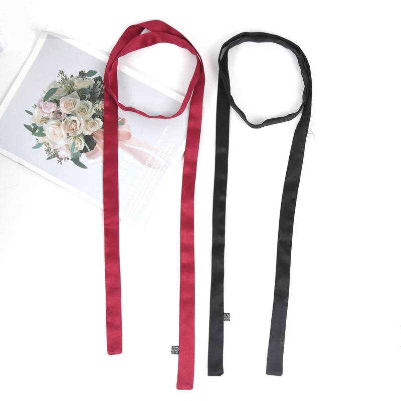 160cm X 2.5cm Women Long Solid Color Skinny Silk-Like Scarf Tie Anti-Wrinkle Carves Wraps Satin Ribbons Headbands Neckerchief