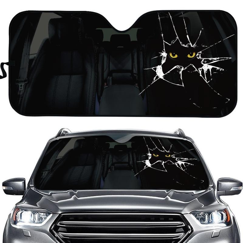 New Car Front Sunshade Heat Shield, Cute Pet Puppy Cat Creativity, Car Aluminum Foil Sunshade