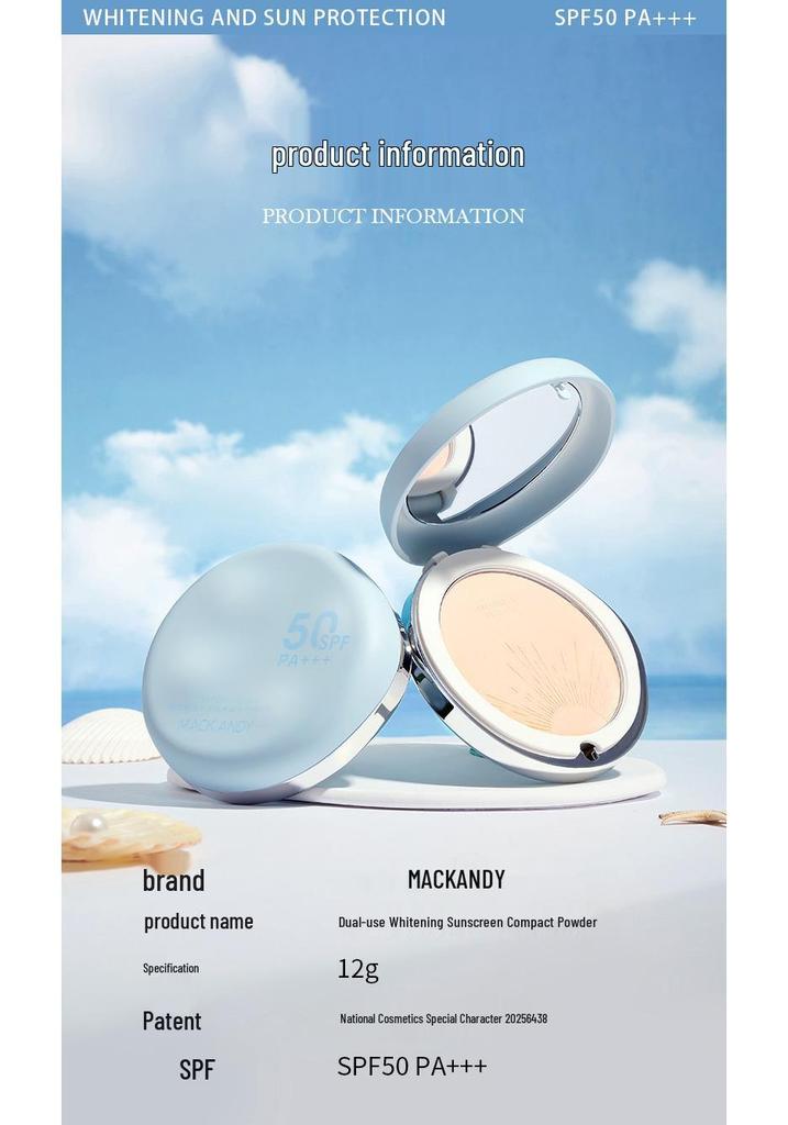 Makandi Dual-Use Whitening Sunscreen Foundation: Oil-Control, Long-Lasting, Wet/Dry Application, Conceals & Sets Makeup.