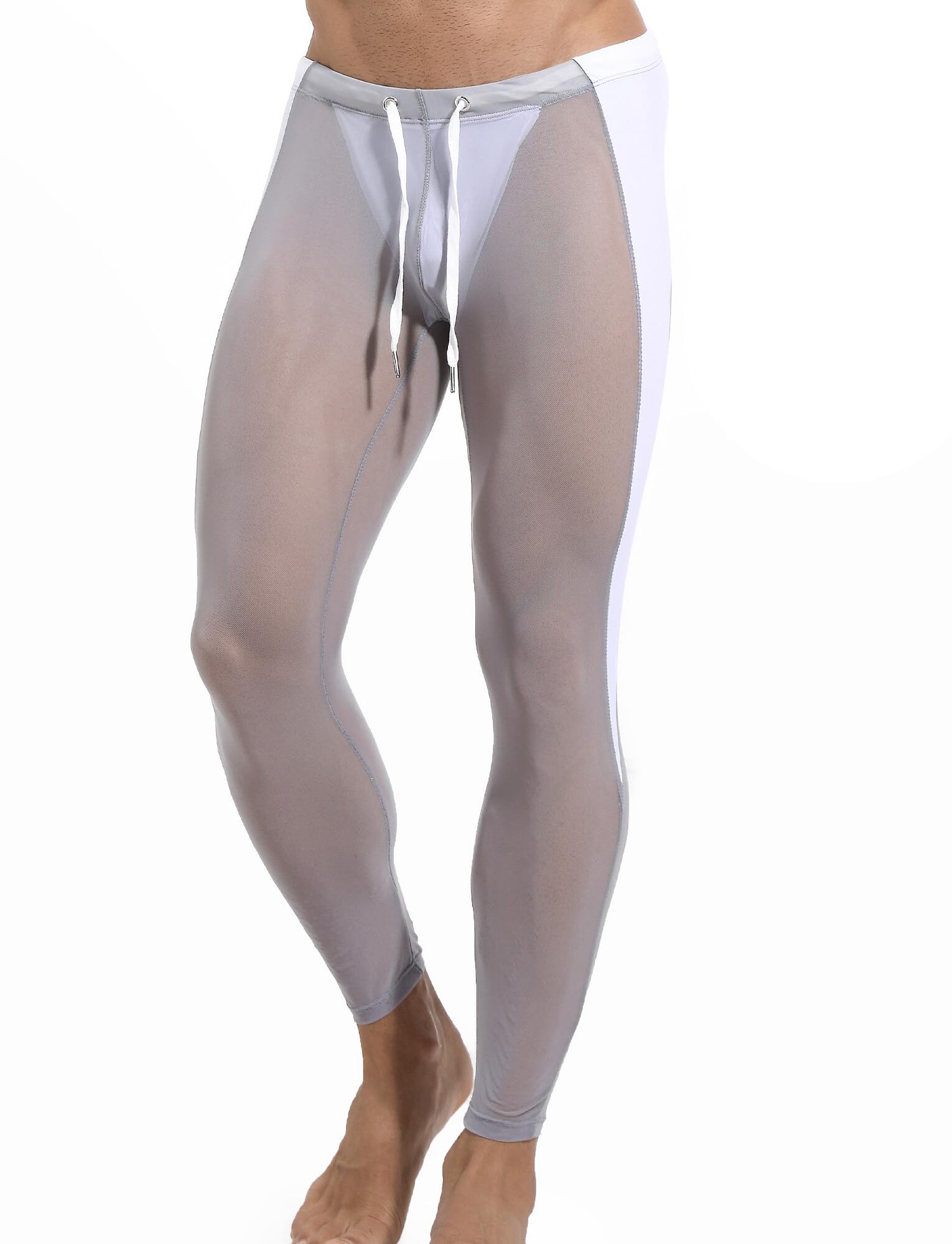 

Мужские колготки, брюки, удобные, дышащие, нижнее белье, рукава, прозрачные, быстросохнущие, со швами, тонкие, длинные, из сетки, серые, размер L