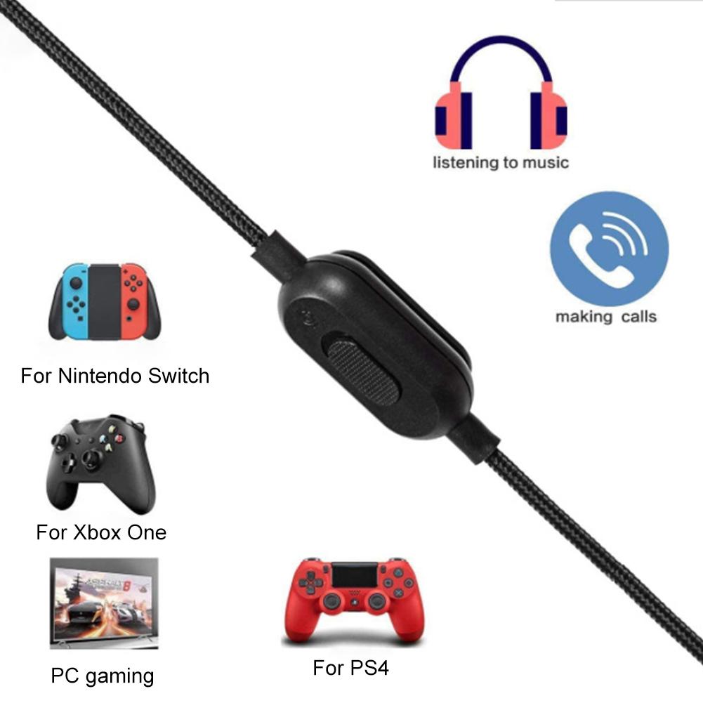 2m Headphone Audio Cable with Volume Controller and Mute Headphone Cable Audio Cord Line for Logitech GPRO X G233 G433 Headset
